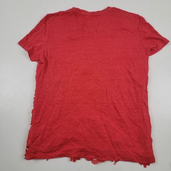 Tory Burch Blouse Shirt Womens XS Red Eyelet Overlay Floral Short Sleeve - Picture 9 of 12